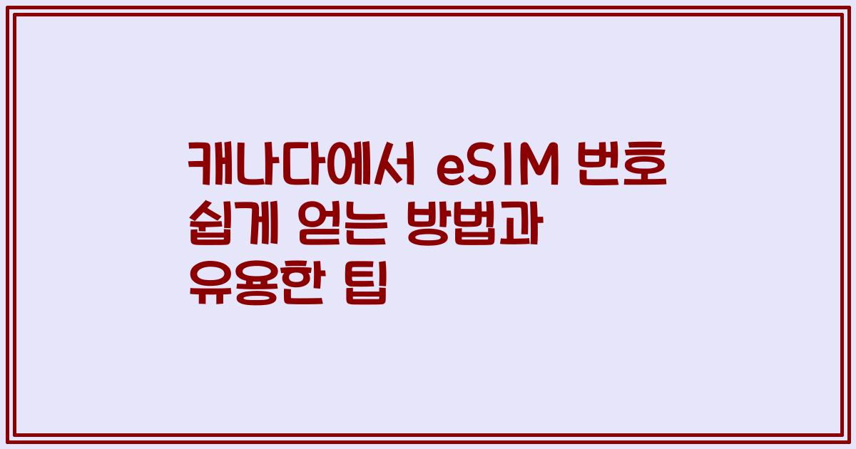 캐나다에서 eSIM 번호 쉽게 얻는 방법과 유용한 팁